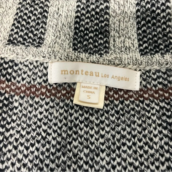 Monteau Los Angeles Sweater Coat Women’s Small Gray And Black Cardigan - Picture 3 of 7
